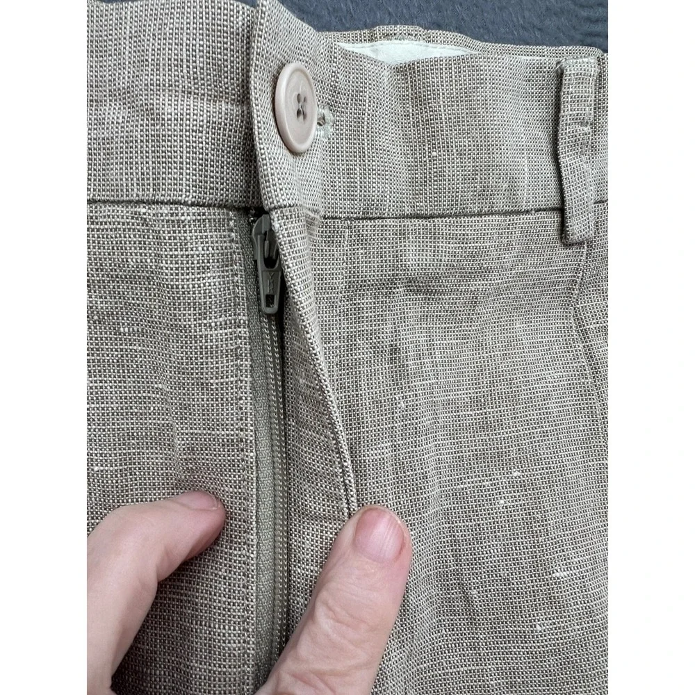 Structure Pants Mens 36x30 Khaki Linen Blend Pleated High Rise Dress Trousers